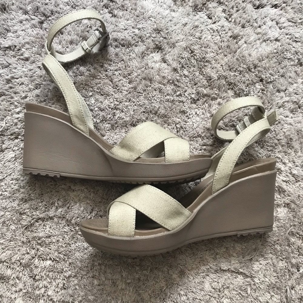 Crocs neutral wedges, size 6, NWOT